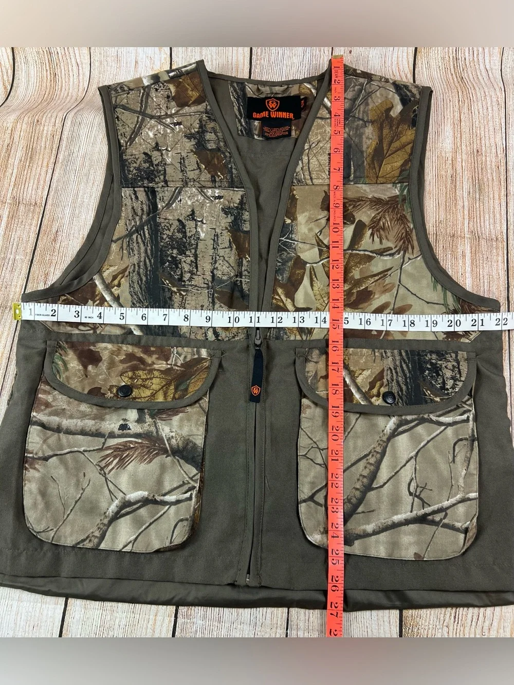 Mens Game Winner Brown Realtree Camo Full Zip Hunting Light Vest Size Small